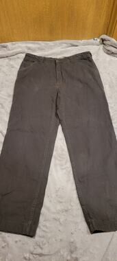 Gander Mountain Flannel Lined Canvas Work Pants Mens 36x32 Gray Outdoor Winter
